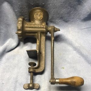 Griswold antique cast iron meat grinder, 11 inches